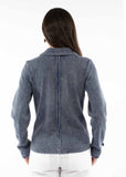 Honey Creek 97% cotton 3% spandex Blue Ribbed knit blazer
