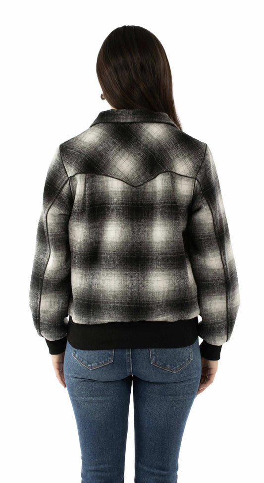 Honey Creek 70% polyester 20% acrylic 10% cotton Black-white Zip front baseball jacket - Scully Leather - Flyclothing LLC