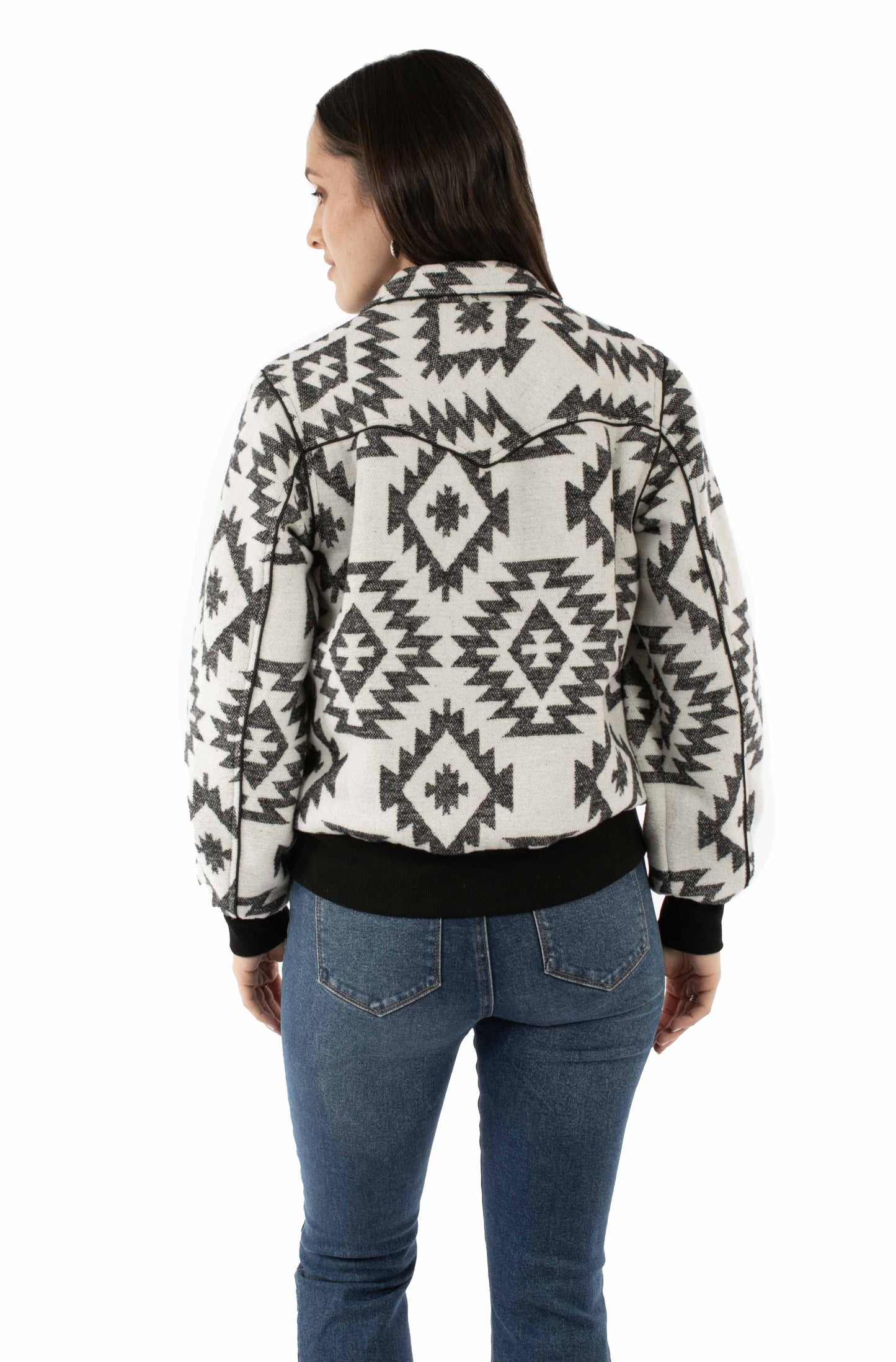 Honey Creek 70% polyester 20% acrylic 10% cotton White-black Southwest baseball jacket - Scully Leather - Flyclothing LLC