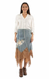 Honey Creek  Denim Denim skirt w/applique & lace - Scully Leather