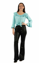 Honey Creek 91% polyester 9% spandex Black Snake print microfiber bell pants - Scully Leather - Flyclothing LLC
