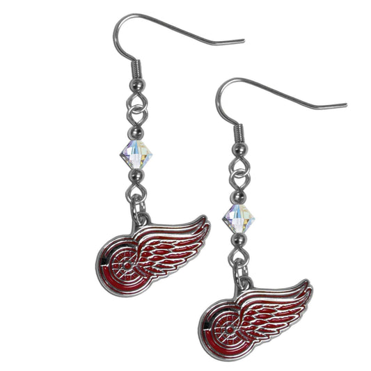 Detroit Red Wings Crystal Dangle Earrings - Detroit Red Wings - Flyclothing LLC