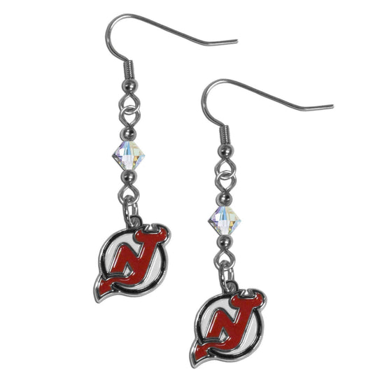 New Jersey Devils Crystal Dangle Earrings - New Jersey Devils - Flyclothing LLC