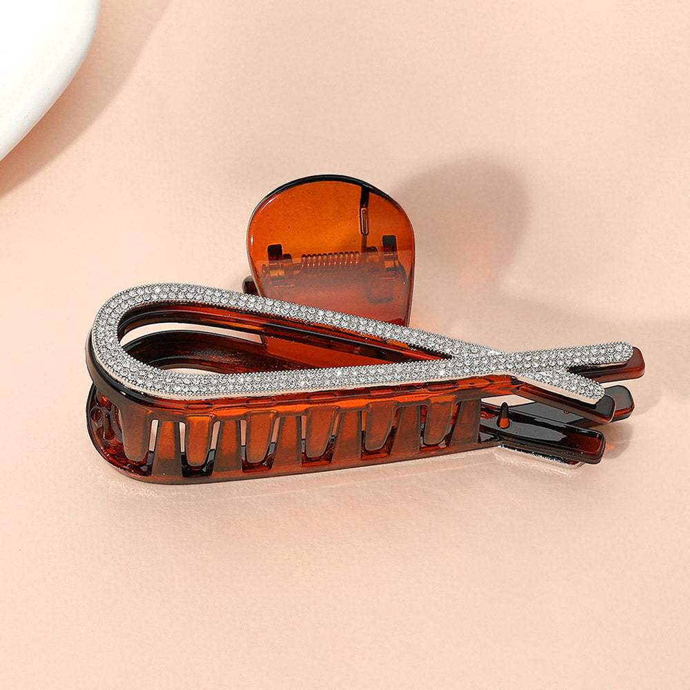 Stone Paved Open Crisscross Frame Hair Claw Clip - Madeline Love - Flyclothing LLC