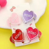 4PCS - XOXO Message Acetate Heart Hair Claw Clips - Madeline Love - Flyclothing LLC