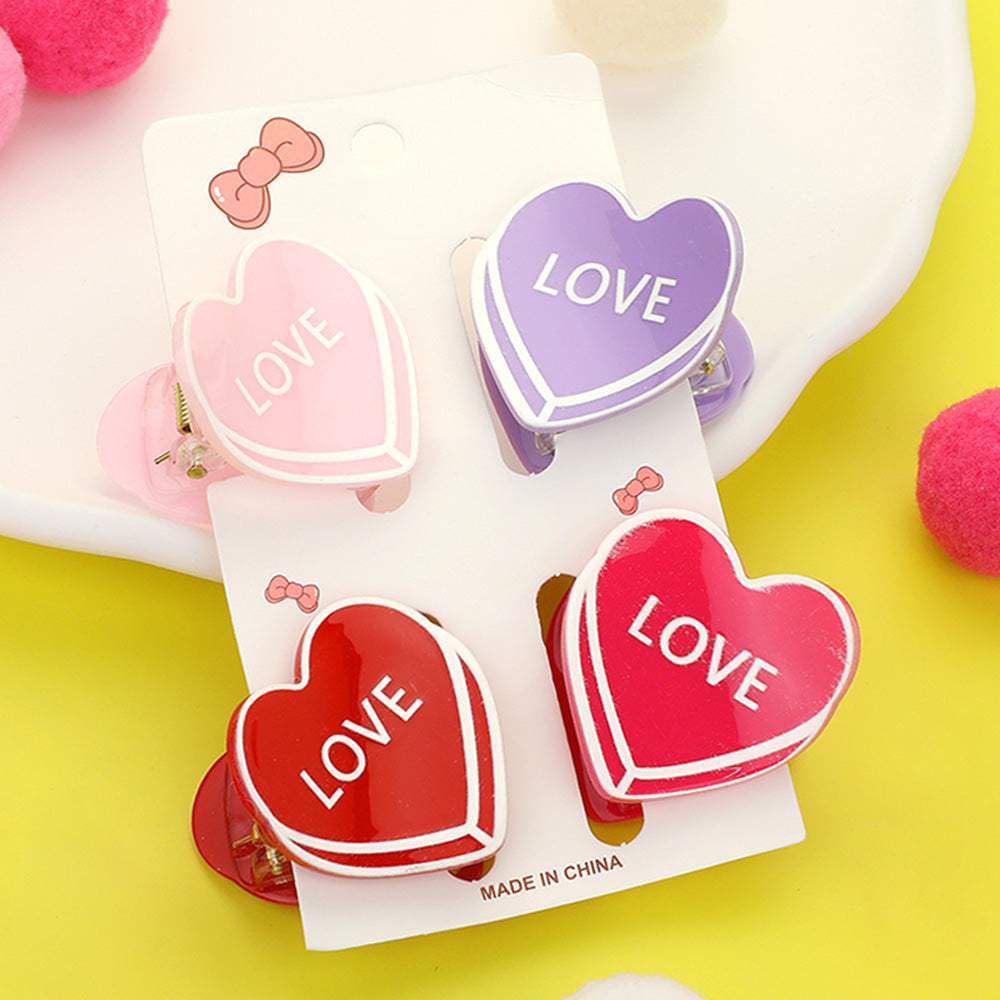 4PCS - LOVE Message Acetate Heart Hair Claw Clips - Madeline Love - Flyclothing LLC