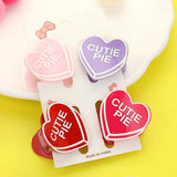 4PCS - CUTIE PIE Message Acetate Heart Hair Claw Clips - Madeline Love - Flyclothing LLC
