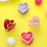 4PCS - CUTIE PIE Message Acetate Heart Hair Claw Clips - Madeline Love - Flyclothing LLC