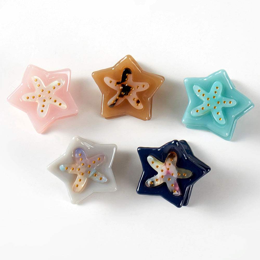 5PCS - Starfish Shape Mini Hair Claw Clip Set - Madeline Love - Flyclothing LLC