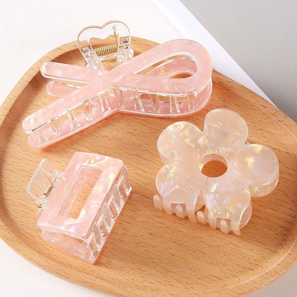3PCS - Flower Bow Hair Claw Clip Set - Madeline Love - Flyclothing LLC
