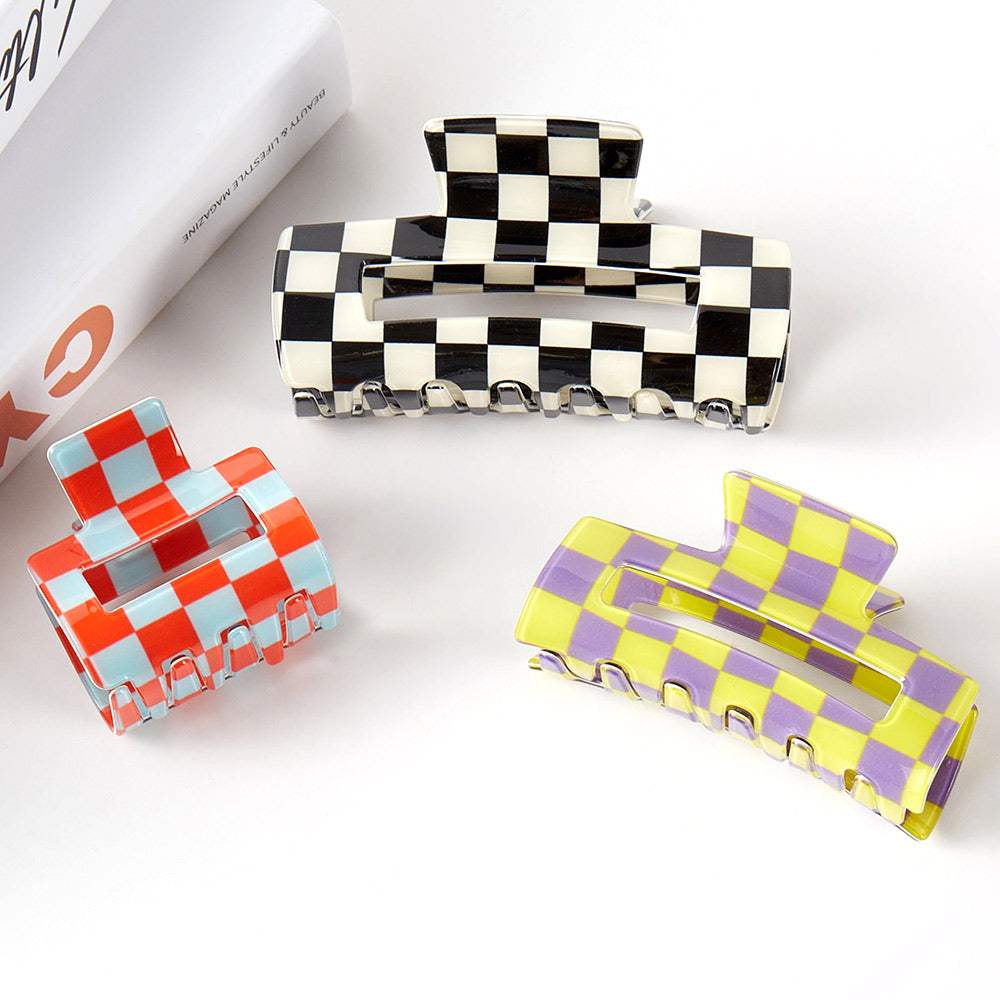 3PCS - Checkered Hair Claw Clip Set - Madeline Love - Flyclothing LLC