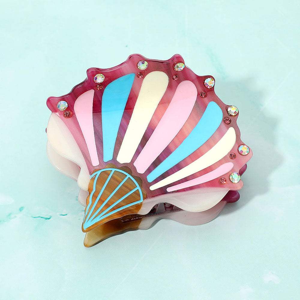 Rhinestone Rim Funky Seashell Hair Claw Clip - Madeline Love - Flyclothing LLC