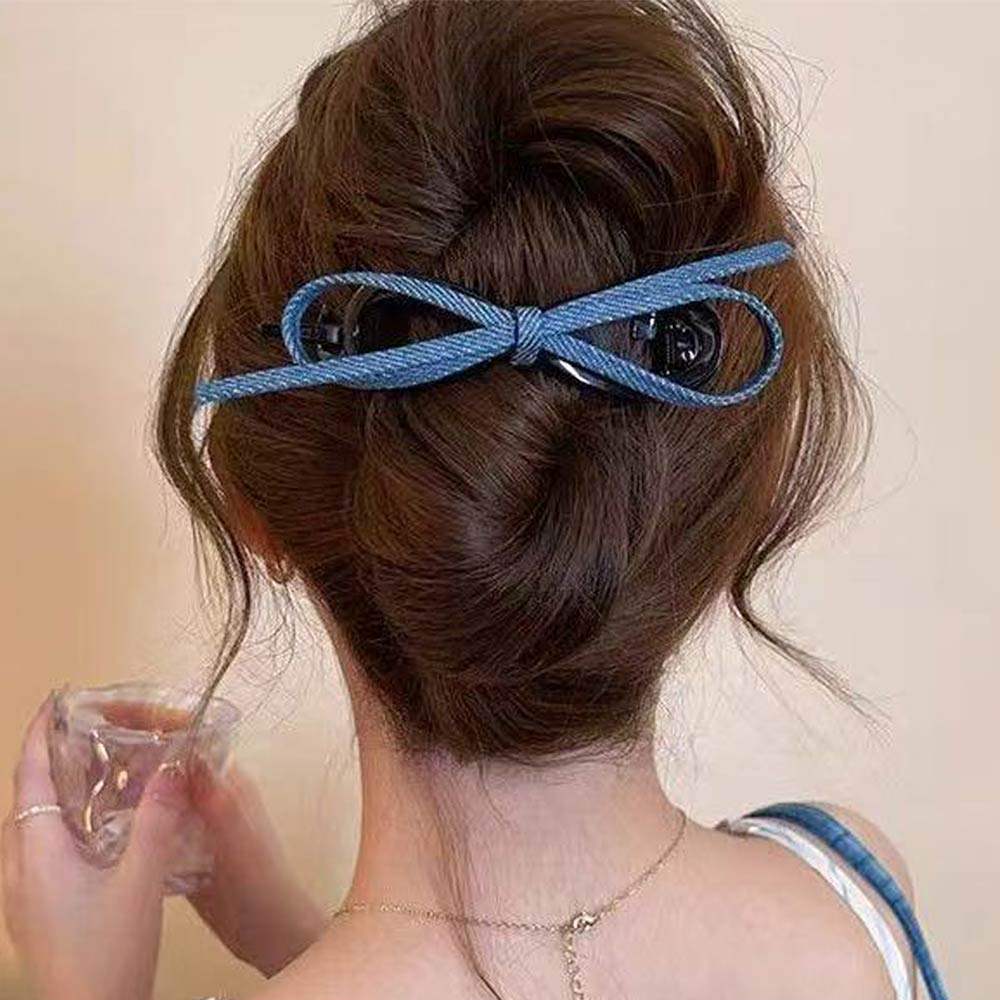 Denim Bow Hair Clip - Madeline Love - Flyclothing LLC