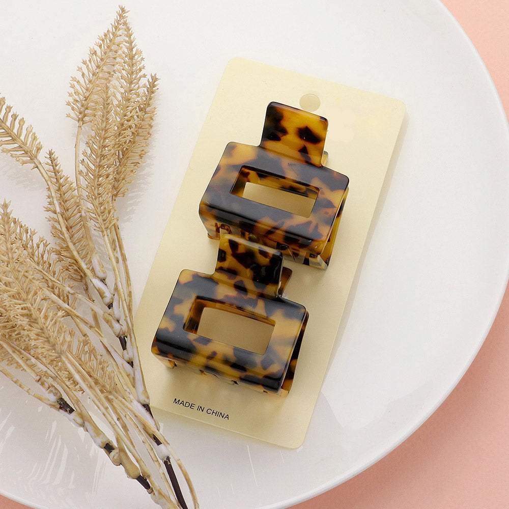 2PCS - Celluloid Acetate Small Square Hair Claw Clips - Madeline Love - Flyclothing LLC