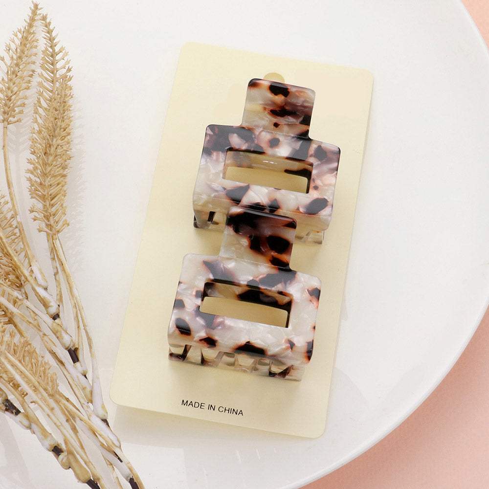 2PCS - Celluloid Acetate Small Square Hair Claw Clips - Madeline Love - Flyclothing LLC