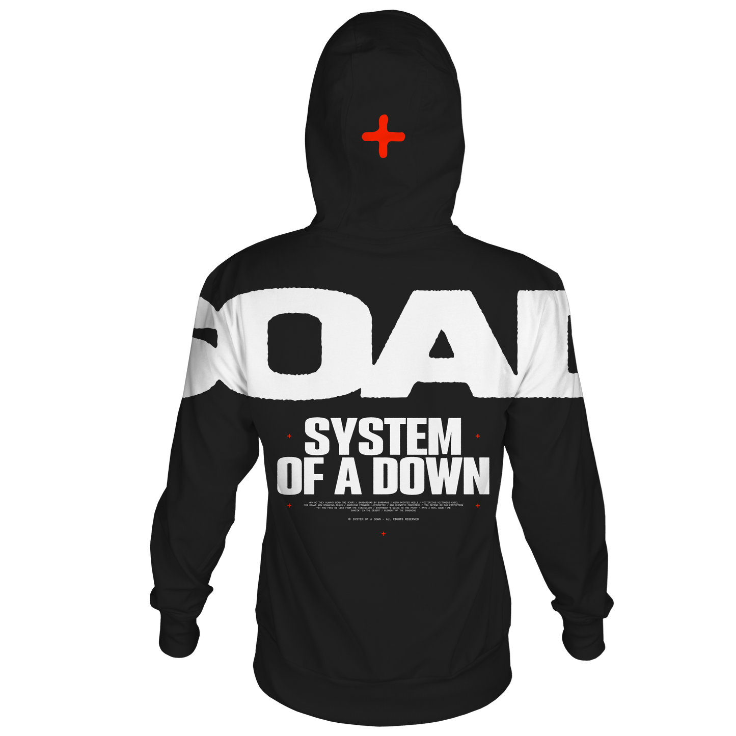 SYSTEM OF A DOWN OVERSIZED LOGO FRT/BACKLEEVE BLACK HOODIE