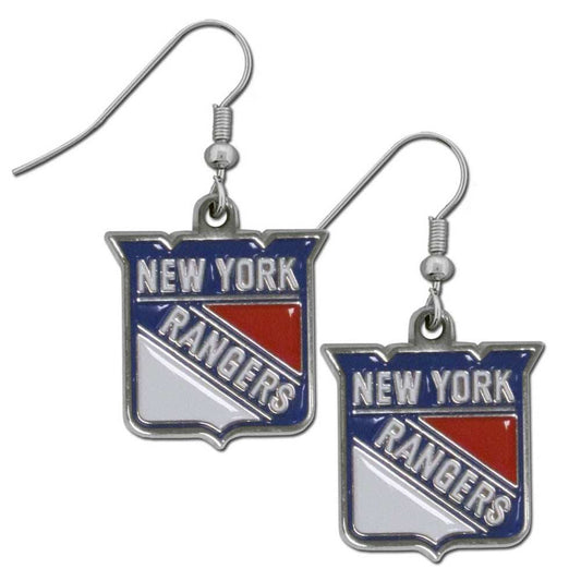 New York Rangers Chrome Dangle Earrings - New York Rangers - Flyclothing LLC