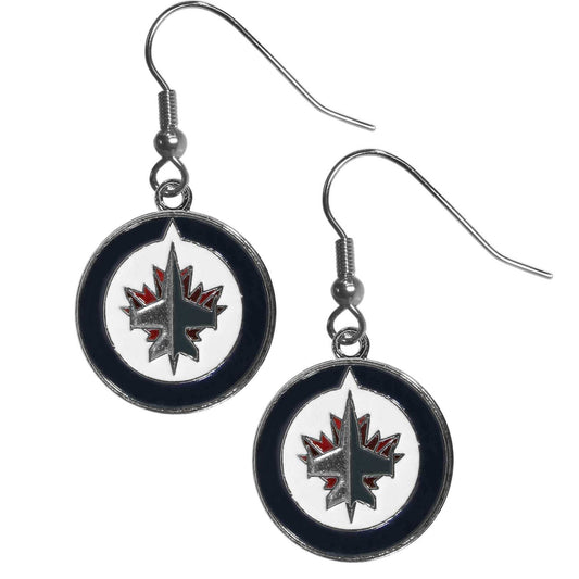 Winnipeg Jets Chrome Dangle Earrings - Winnipeg Jets - Flyclothing LLC