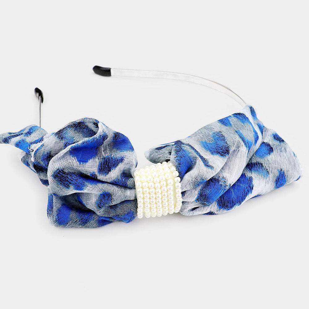 Leopard Pattern Print Bow pearl Headband - Madeline Love - Flyclothing LLC