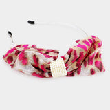 Leopard Pattern Print Bow pearl Headband - Madeline Love - Flyclothing LLC
