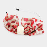Leopard Pattern Print Bow pearl Headband - Madeline Love - Flyclothing LLC