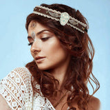 Day of the Dead Mexican Sugar Skull & Wings Faux Leather Lace Stretch Headband - Madeline Love - Flyclothing LLC