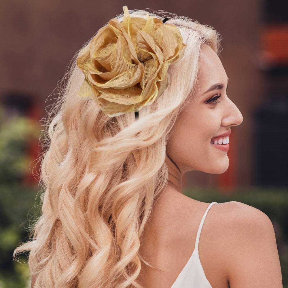 Layered Mesh Fabric Flower Headband - Madeline Love - Flyclothing LLC