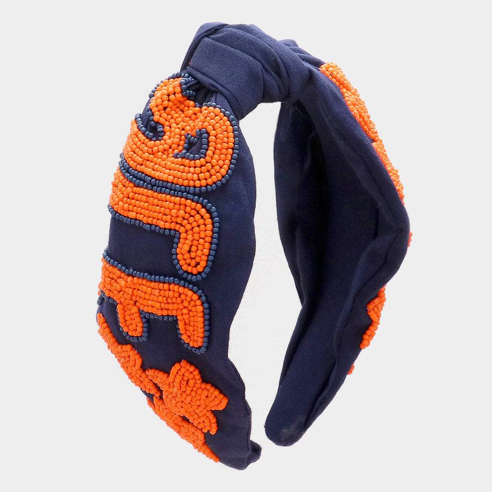 Game Day Seed Beaded ACE Message Star Knot Burnout Headband - Madeline Love - Flyclothing LLC