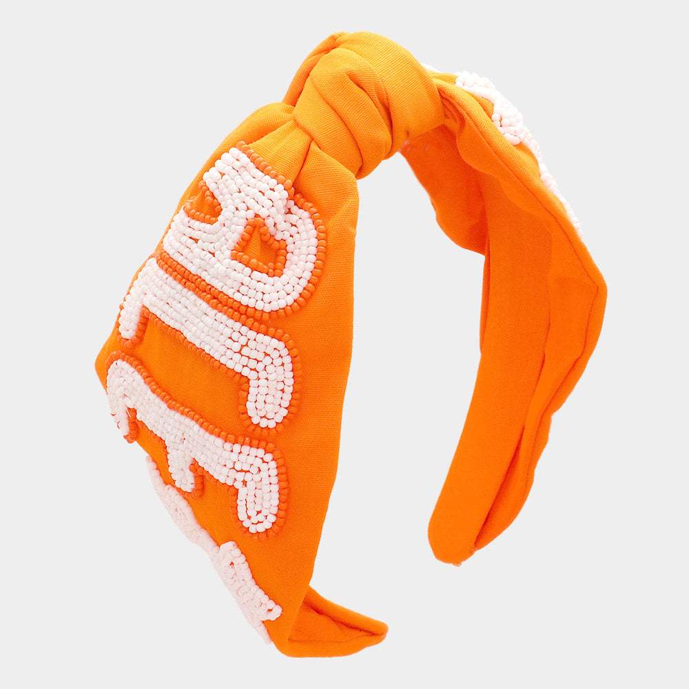 Game Day Seed Beaded ACE Message Star Knot Burnout Headband - Madeline Love - Flyclothing LLC