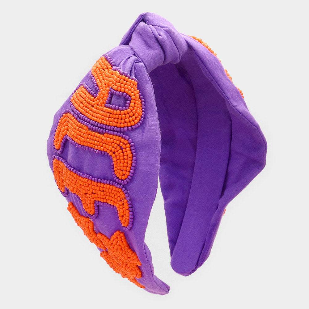 Game Day Seed Beaded ACE Message Star Knot Burnout Headband - Madeline Love - Flyclothing LLC