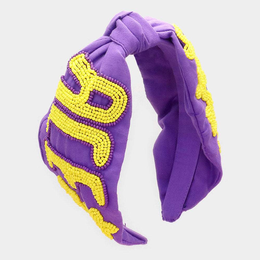 Game Day Seed Beaded ACE Message Star Knot Burnout Headband - Madeline Love - Flyclothing LLC