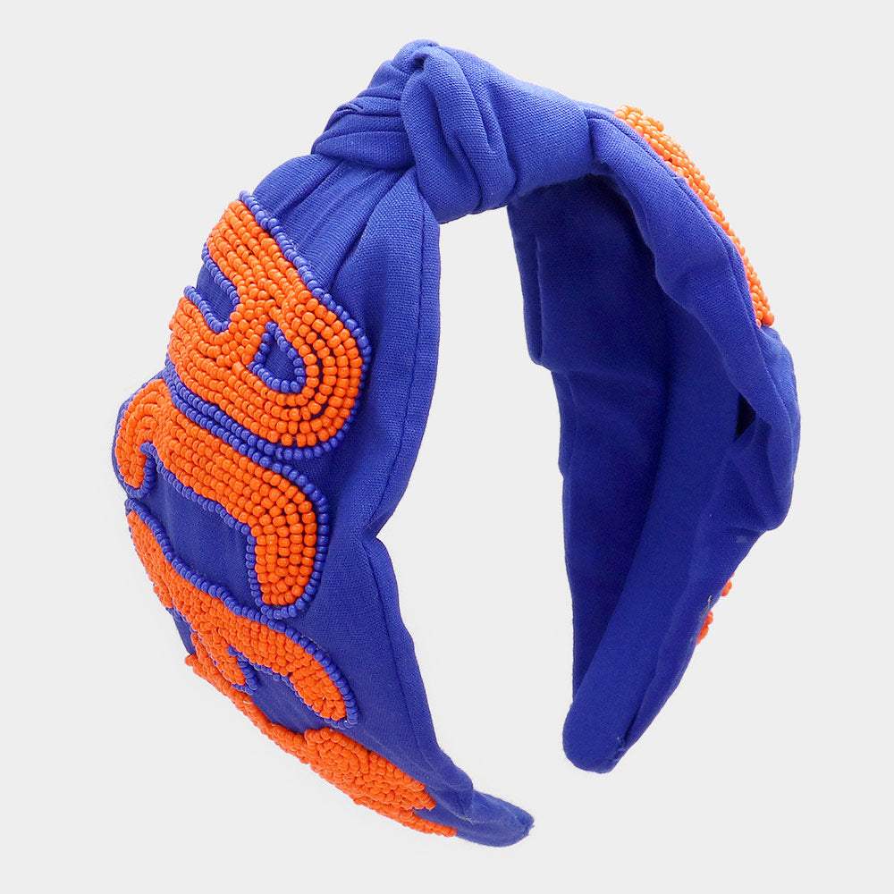 Game Day Seed Beaded ACE Message Star Knot Burnout Headband - Madeline Love - Flyclothing LLC