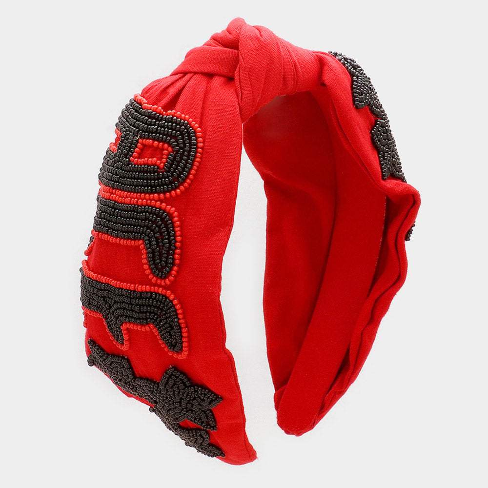 Game Day Seed Beaded ACE Message Star Knot Burnout Headband - Madeline Love - Flyclothing LLC