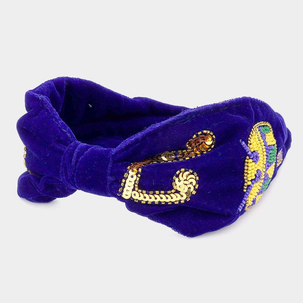 Sequin Music Notes Seed Beaded Drum Headband - Madeline Love - Flyclothing LLC