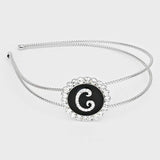 -D- Crystal Accented Initial Monogram Headband - Madeline Love - Flyclothing LLC