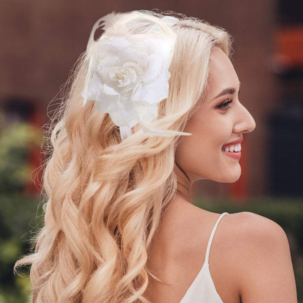 Mesh Fabric Flower Feather Headband - Madeline Love - Flyclothing LLC