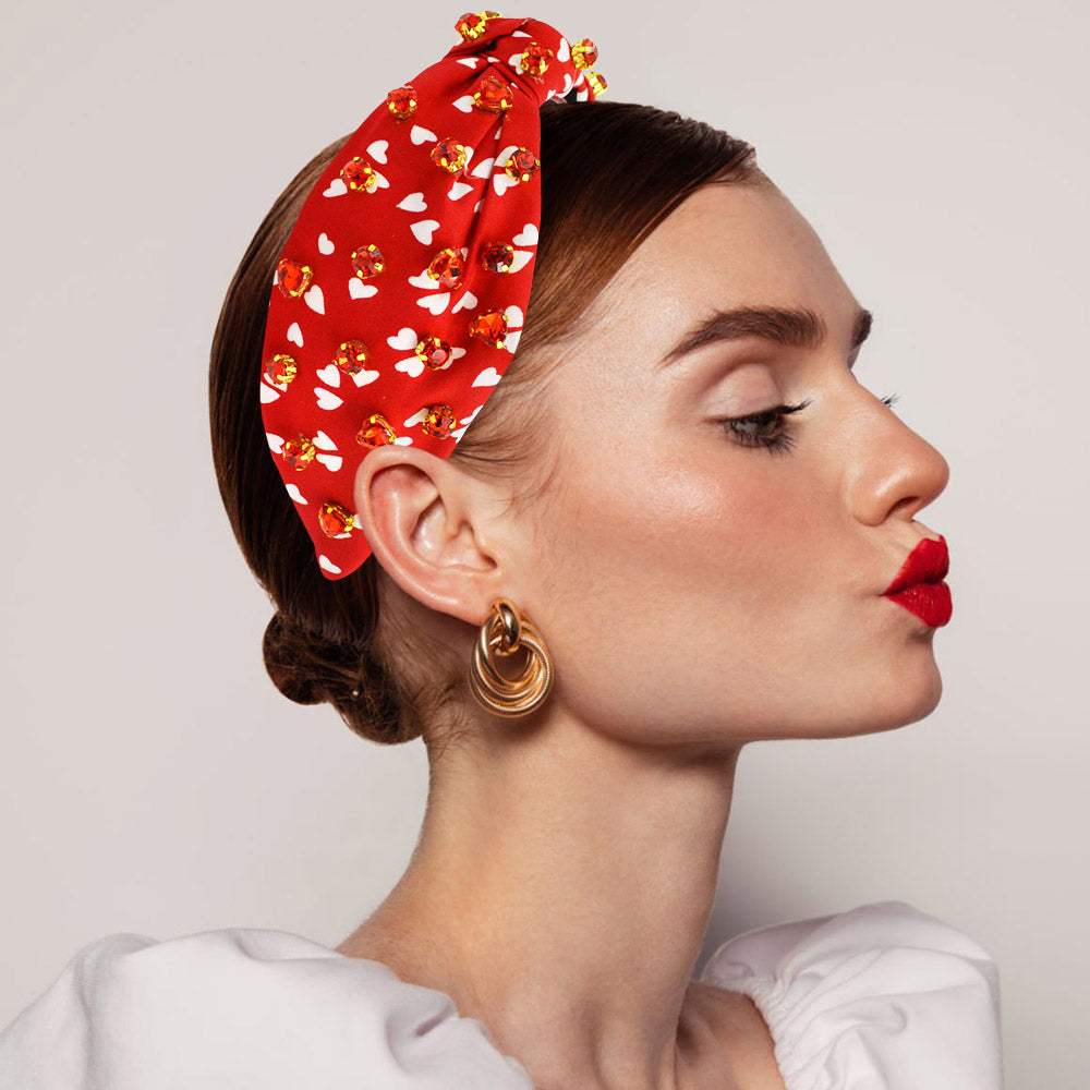 Heart Stone Embellished Knot Headband - Madeline Love - Flyclothing LLC