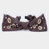 Stone Embellished Open Metal Circle Link Bow Headband - Madeline Love - Flyclothing LLC