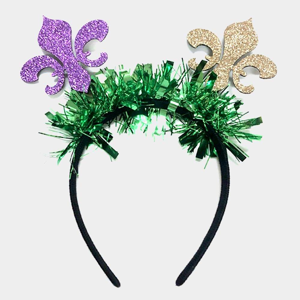 Mardi Gras Glittered Fleur de Lis Headband - Madeline Love - Flyclothing LLC