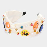 Pearl Stone Football Embellished Twisted Headband - Madeline Love - Flyclothing LLC