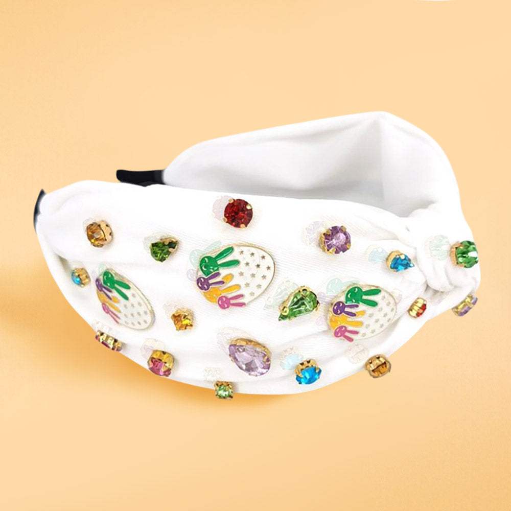 Colorful Stone Cluster Enamel Easter Bunny Egg Embellished Knot Headband - Madeline Love - Flyclothing LLC