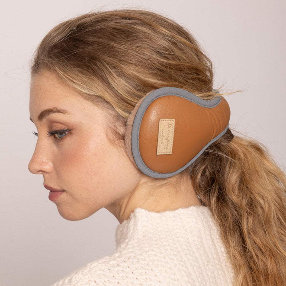 Faux Fur Lined Poly Urethane Padded Earmuffs - Madeline Love - Flyclothing LLC