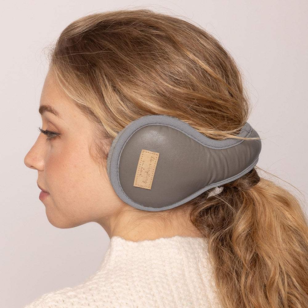 Faux Fur Lined Poly Urethane Padded Earmuffs - Madeline Love - Flyclothing LLC