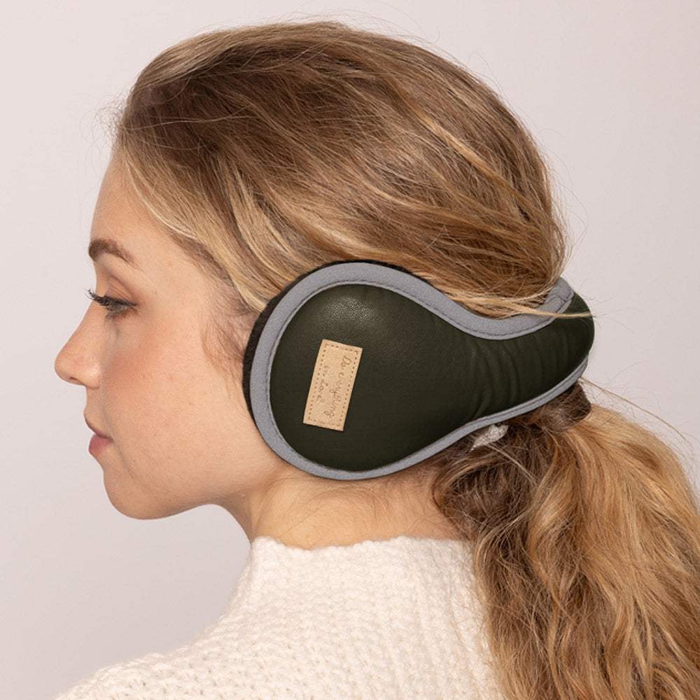 Faux Fur Lined Poly Urethane Padded Earmuffs - Madeline Love - Flyclothing LLC