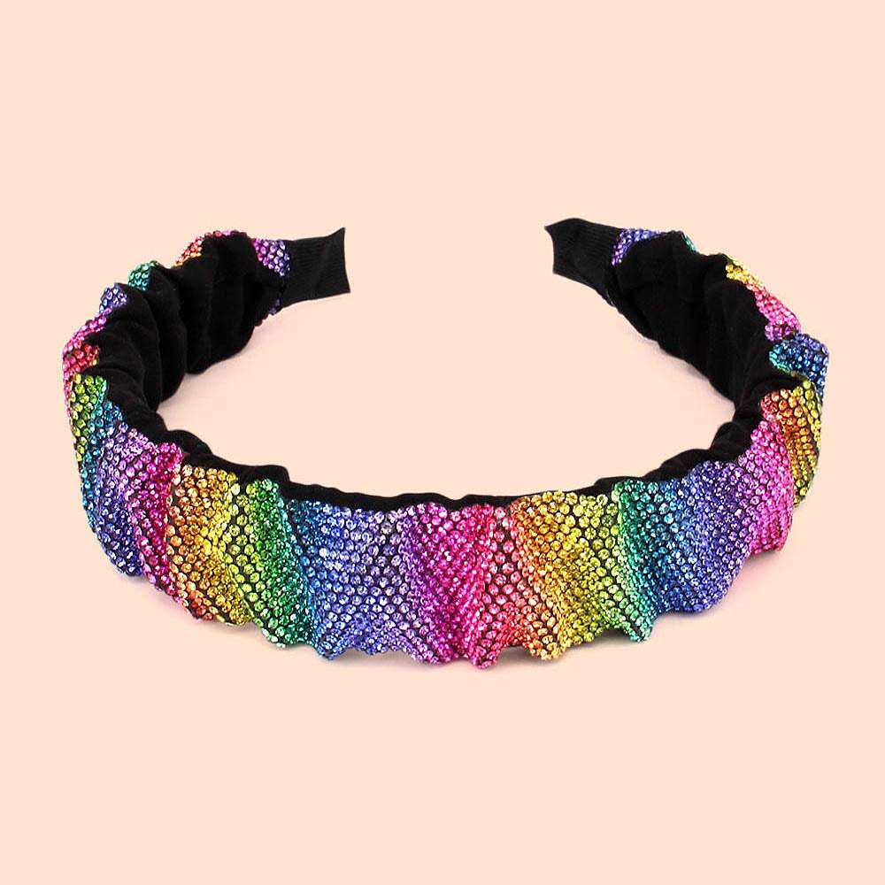 Pleated Rhinestone Headband - Madeline Love - Flyclothing LLC