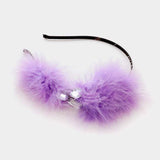 Pom pom fur & crystal headband - Madeline Love - Flyclothing LLC
