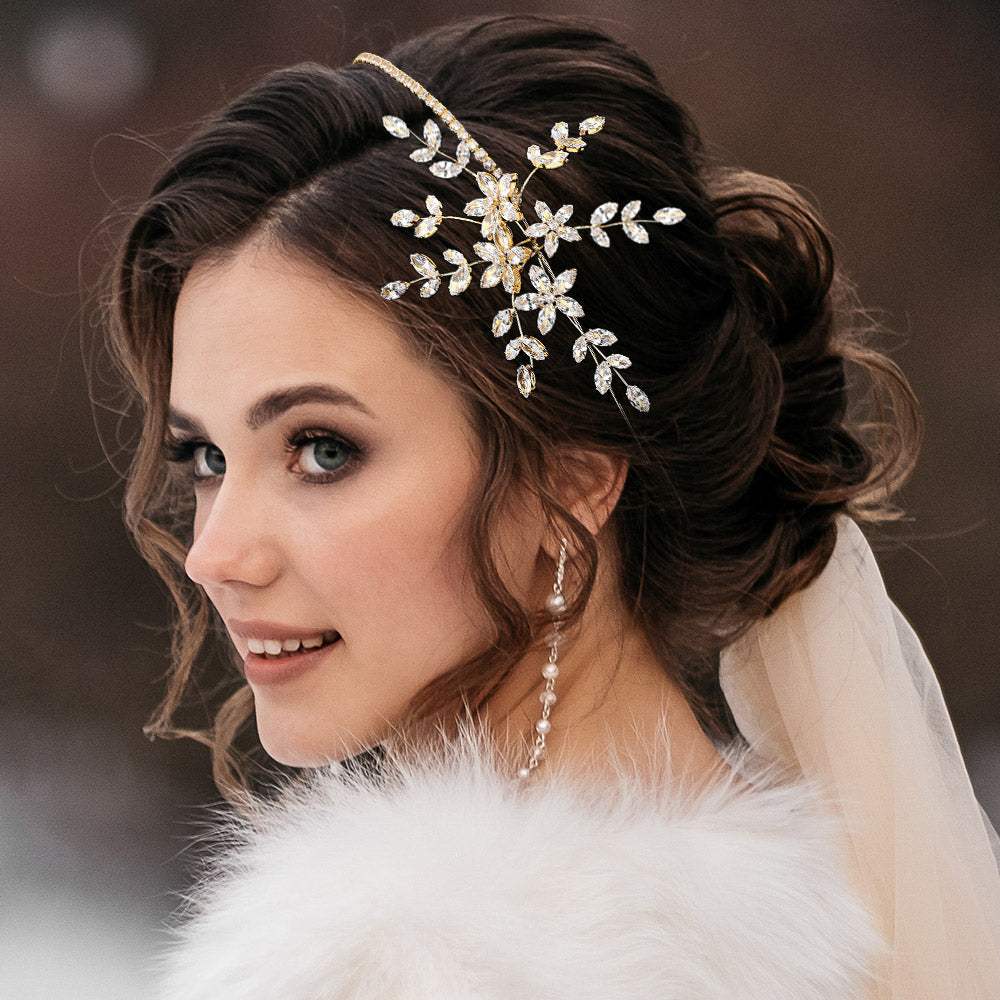 Elegant Crystal Floral Hair Vine Bridal Headpiece Headband - Madeline Love - Flyclothing LLC
