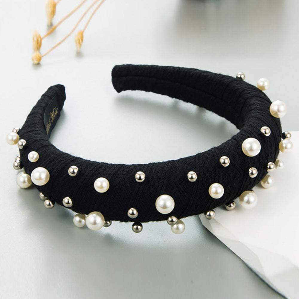 Pearl Metal Ball Embellished Padded Headband - Madeline Love - Flyclothing LLC
