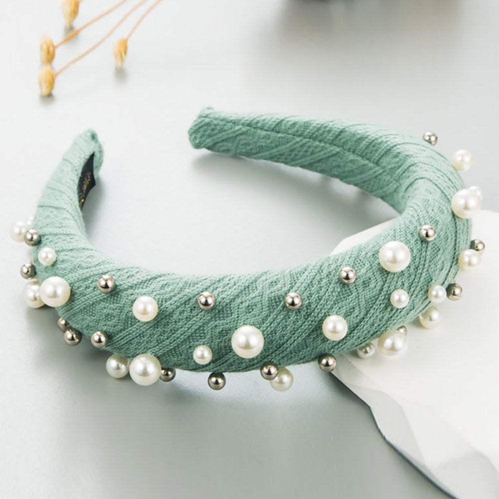 Pearl Metal Ball Embellished Padded Headband - Madeline Love - Flyclothing LLC