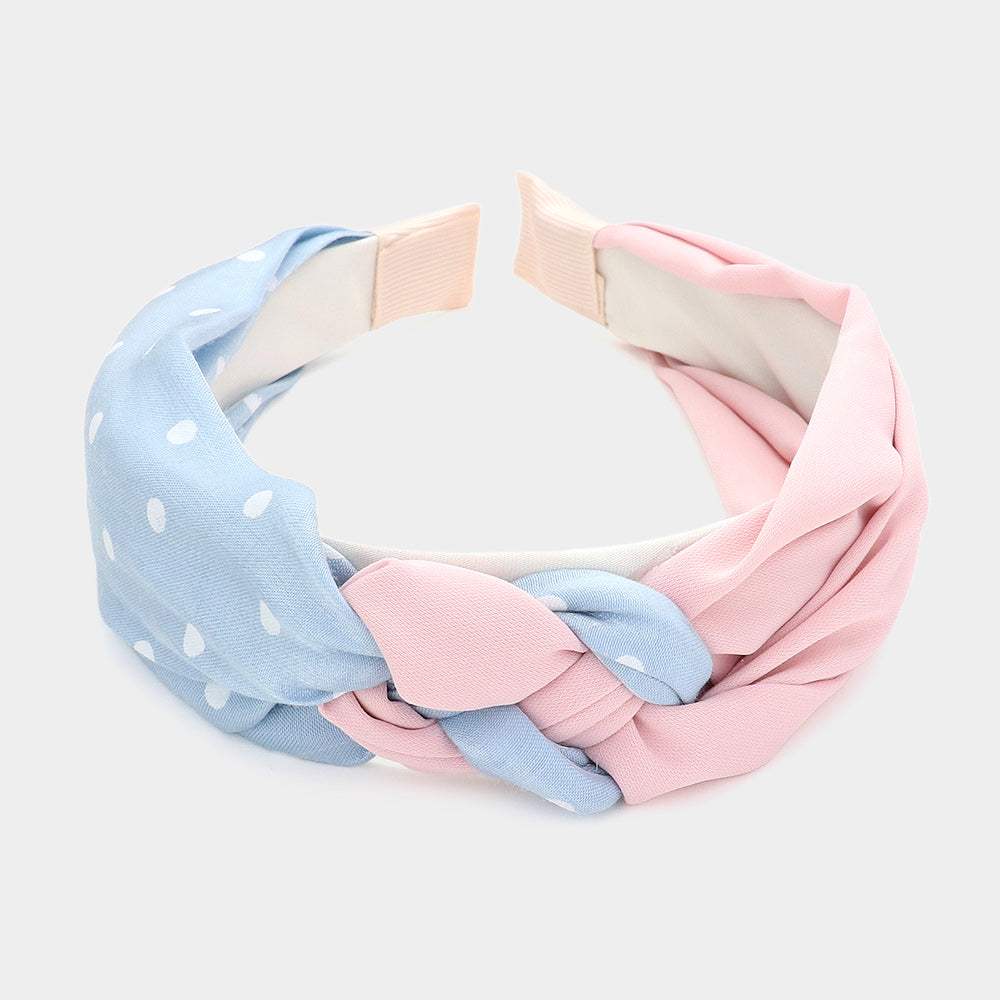 Polka Dot Patterned Braided Headband - Madeline Love - Flyclothing LLC